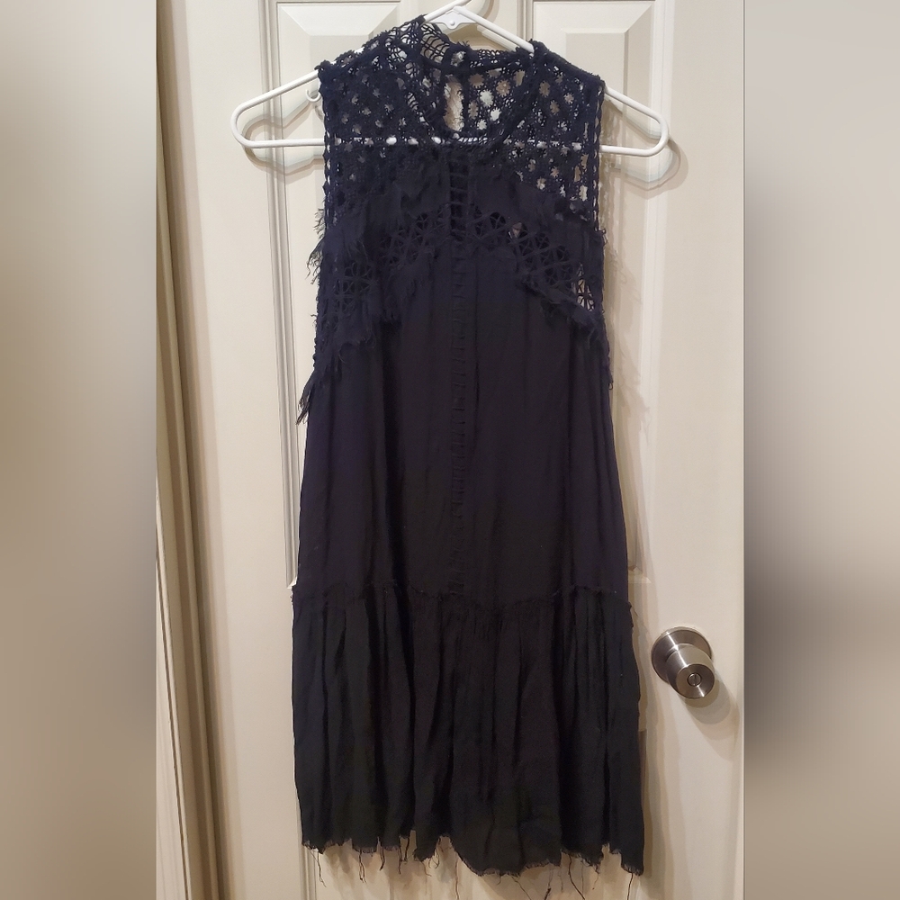 Free People One Black Raw Hem Dress Size Small